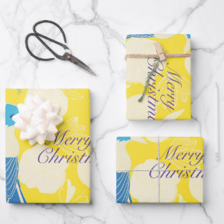 vrolijke kerst , kerst , vogel , bloemen , natuur inpakpapier vel