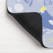 vrolijke kerst , kerst , vogel , bloemen , natuur muismat (Hoek)