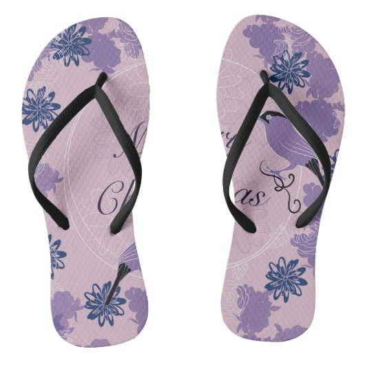 vrolijke kerst , kerst , vogel , bloemen , natuur  teenslippers (Voetbed)