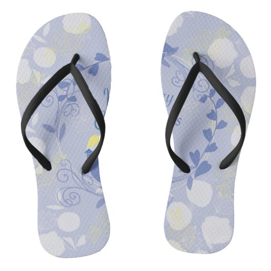 vrolijke kerst , kerst , vogel , bloemen , natuur  teenslippers (Voetbed)