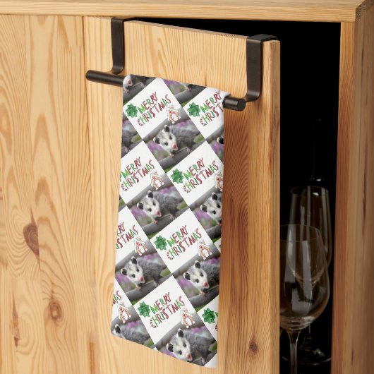 Vrolijke Kerst Keuken Handdoeken Opossum (Derde Gevouwen)