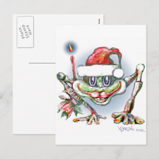 * Vrolijke kerst kikker van Albruno Feestdagenkaart (Voorkant / Achterkant)
