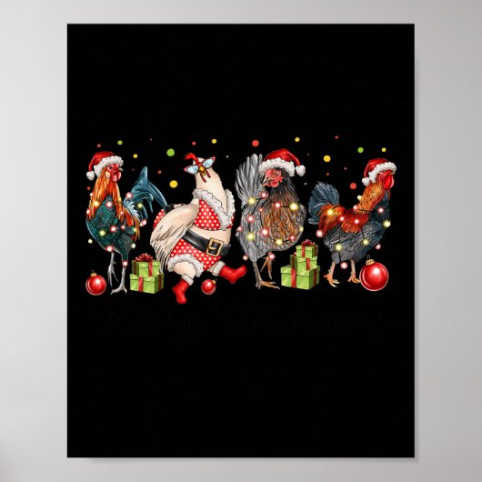 Vrolijke kerst kippen Grappige kerst kip Mo Poster (Voorkant)