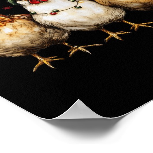 Vrolijke kerst kippen Grappige kerst kip Mo Poster (Hoek)