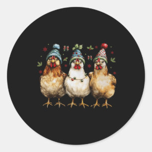 Vrolijke kerst kippen Grappige kerst kip Mo Ronde Sticker