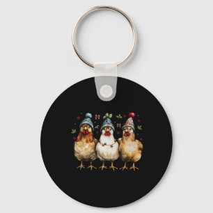 Vrolijke kerst kippen Grappige kerst kip Mo Sleutelhanger