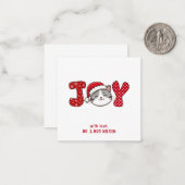 Vrolijke kerst Kitty Cat "JOY" Notitiekaartje (Voorkant / Achterkant in situ)