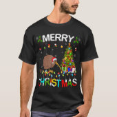 Vrolijke Kerst Kiwi Kerstman Hoed Lichten Xmas Kiw T-shirt (Voorkant)