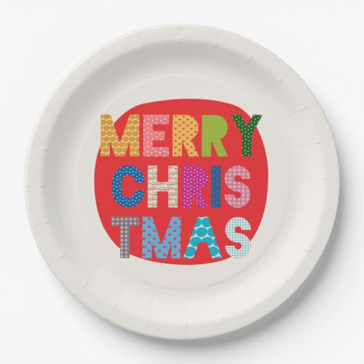 Vrolijke kerst-kleurrijke vakantie partij benodigd papieren bordje (Voorkant)