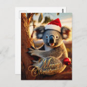Vrolijke Kerst Koala zit in Gumtree Briefkaart (Voorkant / Achterkant)