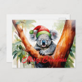 Vrolijke Kerst Koala zit in Gumtree Feestdagenkaart (Voorkant / Achterkant)