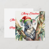 Vrolijke Kerst Koala zit in Gumtree Feestdagenkaart (Voorkant / Achterkant)