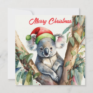 Vrolijke Kerst Koala zit in Gumtree Feestdagenkaart