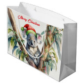 Vrolijke Kerst Koala zit in Gumtree Groot Cadeauzakje (Achterkant Gekanteld)