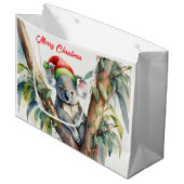 Vrolijke Kerst Koala zit in Gumtree Groot Cadeauzakje (Voorkant Gekanteld)