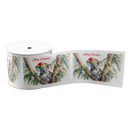 Vrolijke Kerst Koala zit in Gumtree Grosgrain Lint
