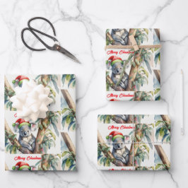 Vrolijke Kerst Koala zit in Gumtree Inpakpapier Vel