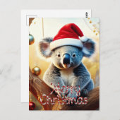 Vrolijke Kerst Koala zit in Gumtree Kaart (Voorkant / Achterkant)