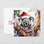 Vrolijke Kerst Koala zit in Gumtree Kaart (Voorkant / Achterkant)