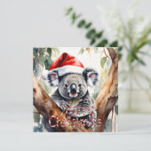 Vrolijke Kerst Koala zit in Gumtree Kaart (Staand voorkant)