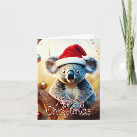 Vrolijke Kerst Koala zit in Gumtree Kaart (Voorkant)