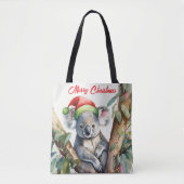 Vrolijke Kerst Koala zit in Gumtree Tote Bag (Voorkant)