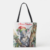 Vrolijke Kerst Koala zit in Gumtree Tote Bag (Achterkant)