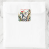 Vrolijke Kerst Koala zit in Gumtree Vierkante Sticker (Tas)