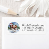 Vrolijke kerst Koe in Santa Hat Retouradres Etiket (Insitu)