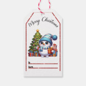 Vrolijke kerst labels met sneeuwman & tree cadeaulabel (Achterkant)