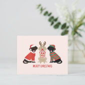 Vrolijke Kerst Labrador Retriever Honden Briefkaart (Staand voorkant)