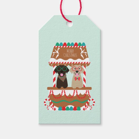 Vrolijke Kerst Labrador Retriever Honden Cadeaulabel (Voorkant)