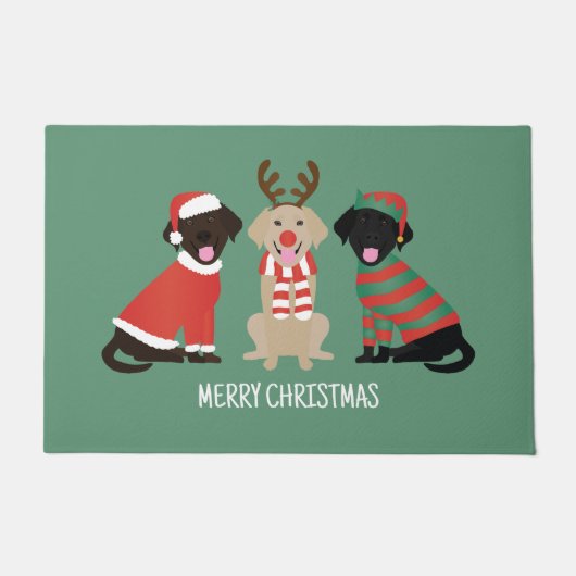 Vrolijke Kerst Labrador Retriever Honden Deurmat (Voorkant)