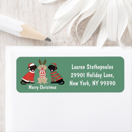 Vrolijke Kerst Labrador Retriever Honden Etiket (Insitu)