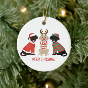 Vrolijke Kerst Labrador Retriever Honden Keramisch Ornament