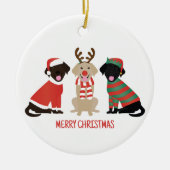 Vrolijke Kerst Labrador Retriever Honden Keramisch Ornament (Voorkant)