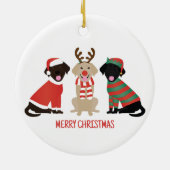 Vrolijke Kerst Labrador Retriever Honden Keramisch Ornament (Achterkant)