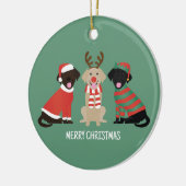 Vrolijke Kerst Labrador Retriever Honden Keramisch Ornament (Links)