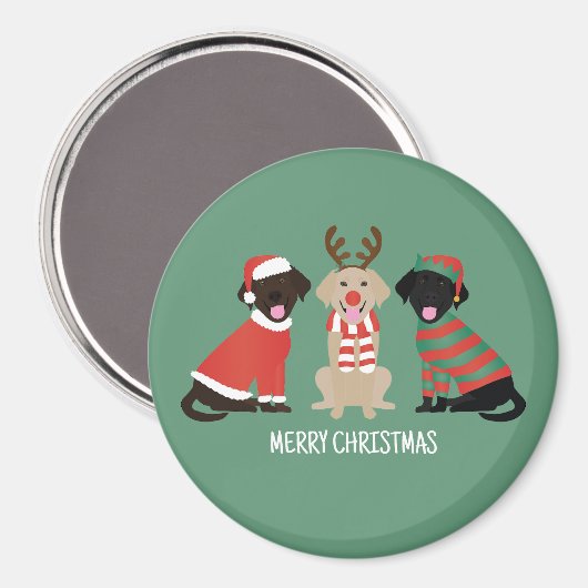 Vrolijke Kerst Labrador Retriever Honden Magneet (Voorkant / Achterkant)