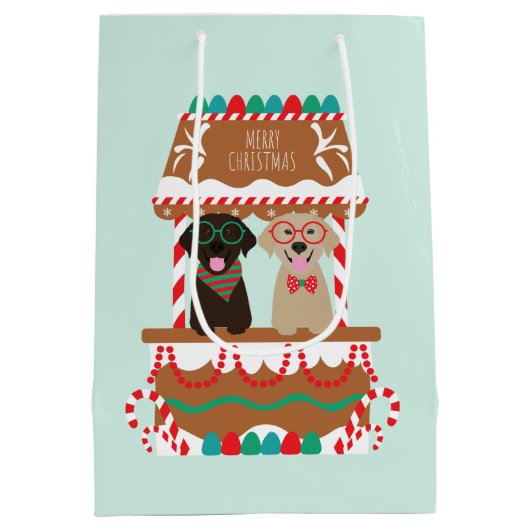 Vrolijke Kerst Labrador Retriever Honden Medium Cadeauzakje (Achterkant)