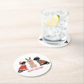 Vrolijke Kerst Labrador Retriever Honden Ronde Kartonnen Onderzetter (Insitu)