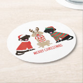 Vrolijke Kerst Labrador Retriever Honden Ronde Kartonnen Onderzetter (Gebogen)