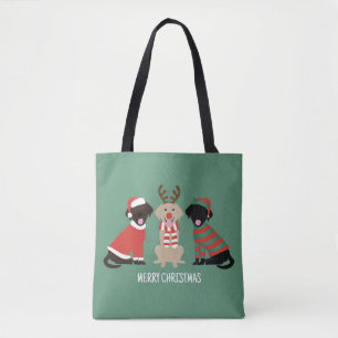 Vrolijke Kerst Labrador Retriever Honden Tote Bag