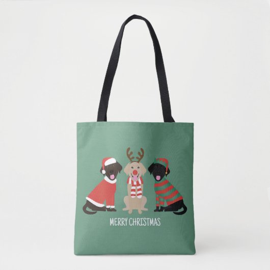 Vrolijke Kerst Labrador Retriever Honden Tote Bag (Voorkant)