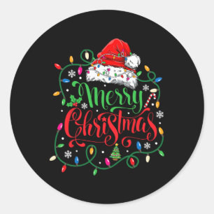 Vrolijke kerst Matching Family Santa Hat Lights X Ronde Sticker