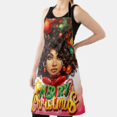 Vrolijke kerst Melanine Vrouwen Zwart Meisje Magic Schort (Insitu)