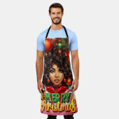 Vrolijke kerst Melanine Vrouwen Zwart Meisje Magic Schort (Gedragen)