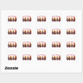 Vrolijke kerst met de kip vierkante sticker (Vel)