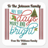 Vrolijke kerst met decoraties! vierkante sticker (Voorkant)