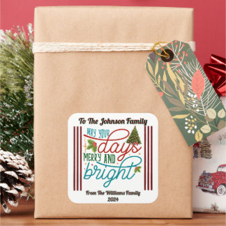 Vrolijke kerst met decoraties! vierkante sticker